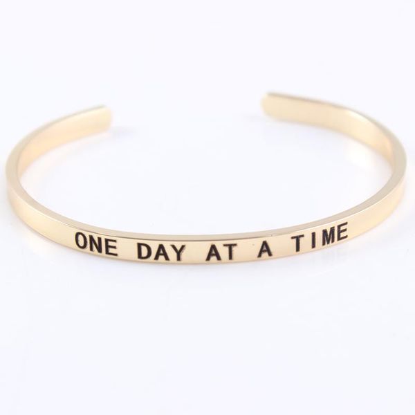 

bangle gold bracelets for women gifts personalized christmas uplifting cuff inspirational mantra engraved silver jewelry, Black