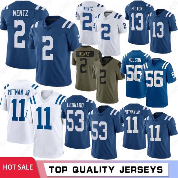

2 carson wentz men football jersey 11 michael pittman jr.28 jonathan taylor 53 darius leonard philip rivers 13 t.y. hilton 7 jacoby brissett, Black;red