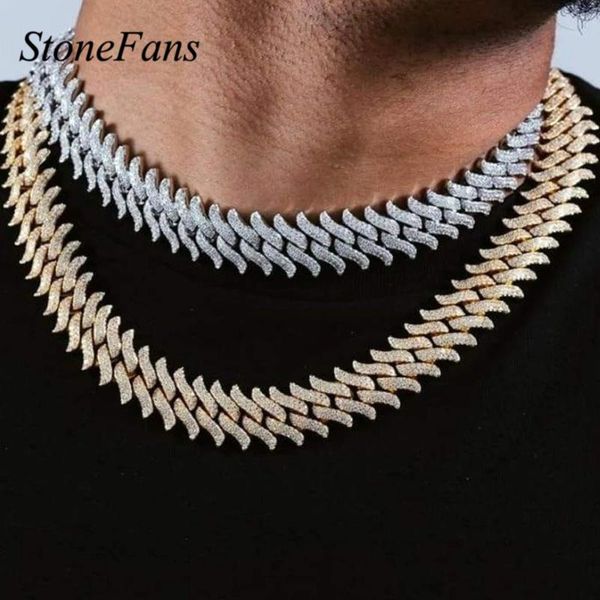 

chokers stonefans rock iced out hip hop chain thorns curb cuban necklace women men rhinestone cz choker rapper necklaces jewelry, Golden;silver