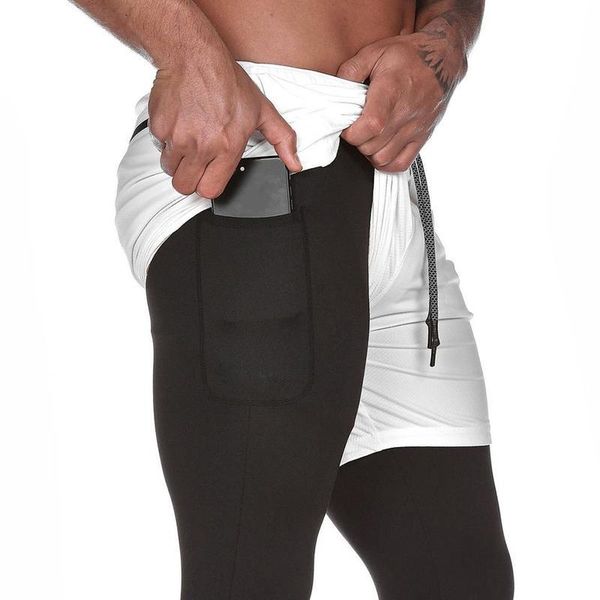 

fitness running 2 in 1 sport shorts men's quick practice jogging gym built-in pocket dropship #0705, White;black
