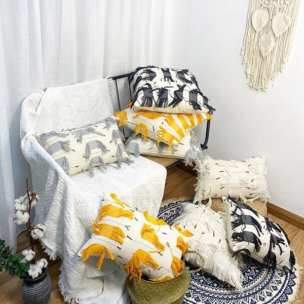 

cushion/decorative pillow bohemia tassels 30x50cm white cushion cover couch handmade square case 45x45cm home decoration sofa