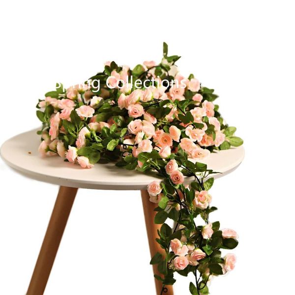 

220cm (16pcs flower head) artificial rose flower wedding decor real touch flowers string with leaves for home hanging decor