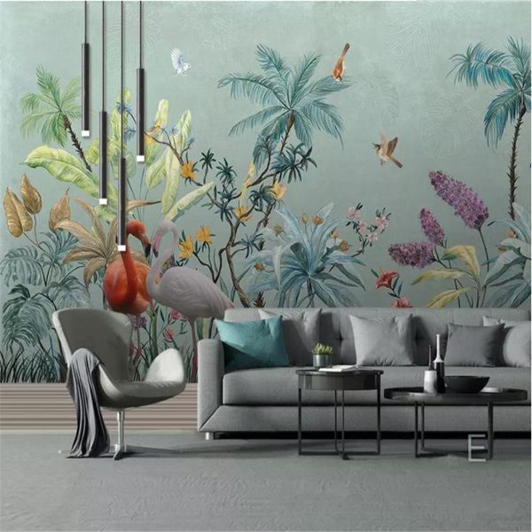 

wallpapers custom mural wallpaper nordic hand painted tropical rain forest flowers birds abstract plant indoor background wall paper 3d