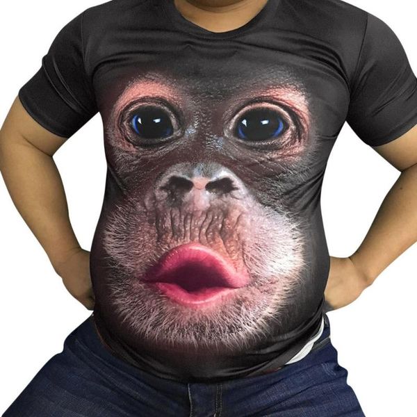 

men's t-shirts 2021 summer 3d t-shirt print animal monkey gorilla short sleeve funny design casual men large size 6xl#w4, White;black