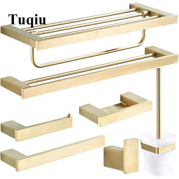 

2021 new accessories towel rack corner shelf paper holder kitchen mixer basin faucet brushed matt gold bathroom hardware set l1un