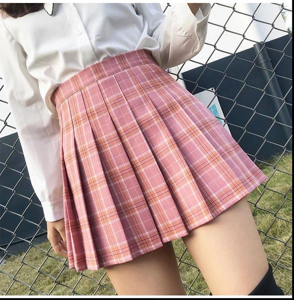 

2021 summer women skirt preppy style high waist chic stitching skirt student pleated skirt women cute sweet girls skirts, Black