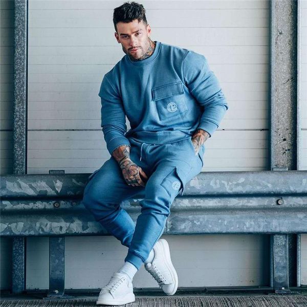 

men's tracksuits man running sets men sport suits hoodies pants sweatshirt sweatpants sportswear gym fitness tracksuit male casual jogg, Gray