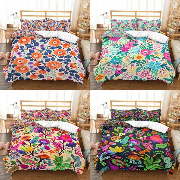 

bedding sets home textile luxury 3d flower print 2/3pcs comfortable duvet cover pillowcase  and king eu/us/au size