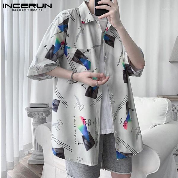 

casual short sleeve lapel blouse 2021 summer printed shirts hawaiian beach man leisure pockets chemise streetwear s-5xl men's, White;black