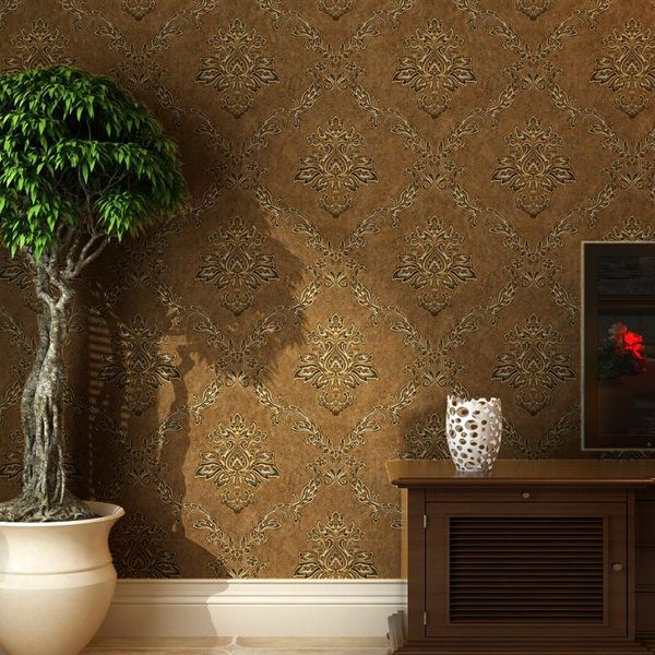 

wallpapers european style wallpaper living room big flower light yellow blue waterproof washable tv back wall home decor