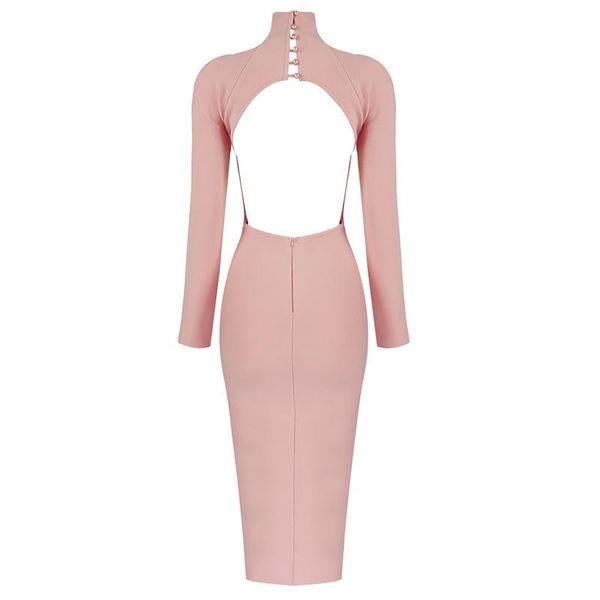 

casual dresses 2021 christimas women arrival fashion beige black white high neck back open cut out bandage party dress wholesale, Black;gray