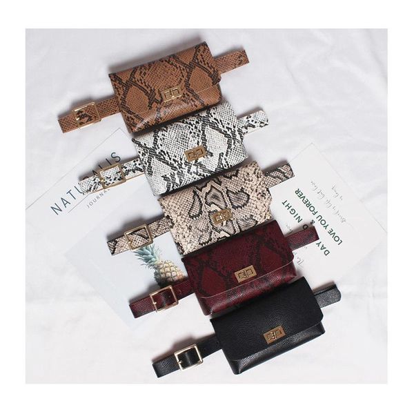 

waist bags 2021 pack serpentine fanny bag women leather vintage belt phone pocket