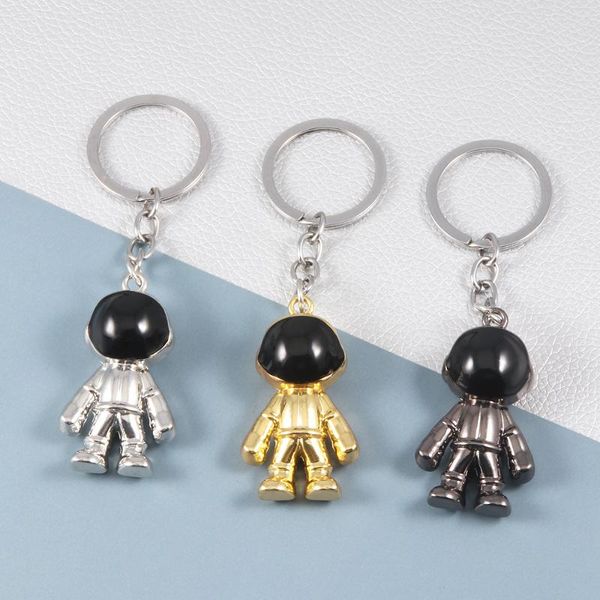 

keychains 2021 3d astronaut metal keychain space robot spaceman shape pendant car keyring for friends gift jewelry collection, Silver