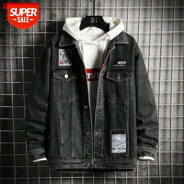 

denim jacket men's fashion all-match coat loose casual #ud5g, Black;brown