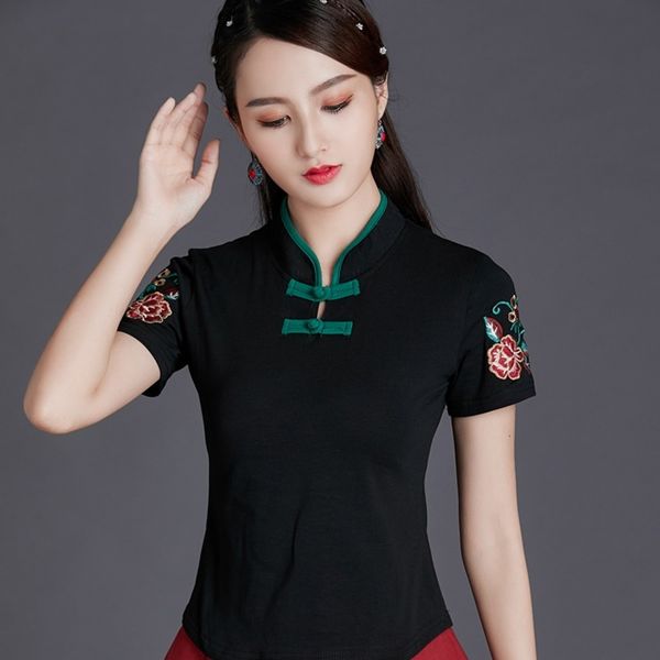

ladies chinese women chinese t shirt oblique shanghai shirt qipao cheongsam chinese style clothing women 10123, Red