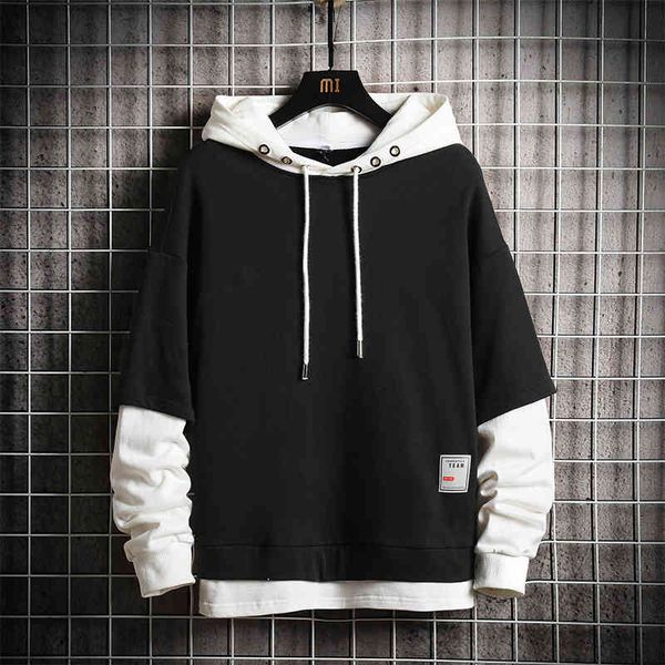 

men's hoodies & sweatshirts fashion patchwork hooded man white black gray 78wm