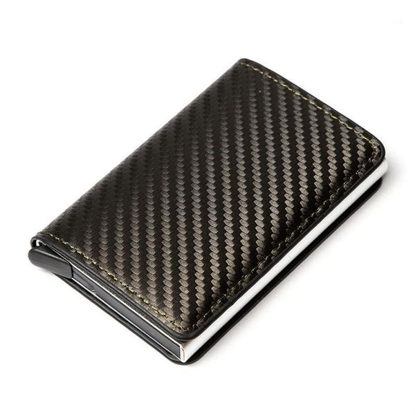 

carbon fiber antimagnetic card case, automatic spring holder, metal business case wallets1, Red;black