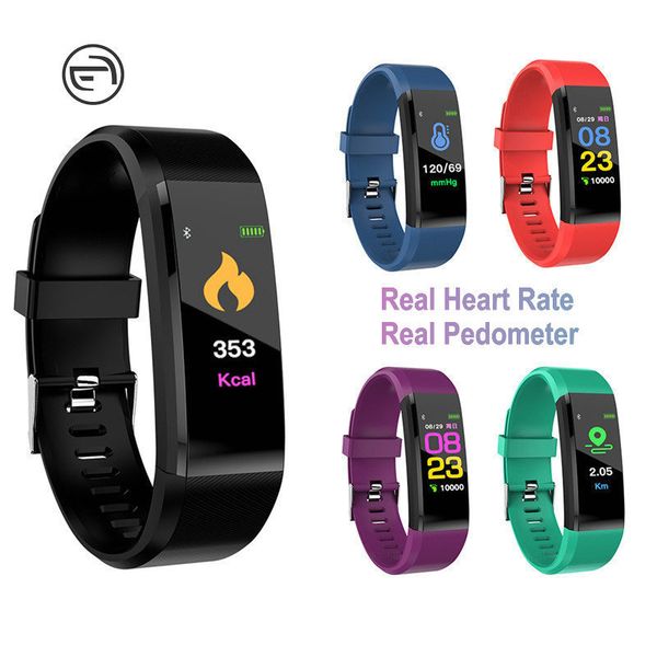 

id115 plus smart watches bracelet fitness tracker heart rate watchbands smartwatch for android ios cellphones with retail box