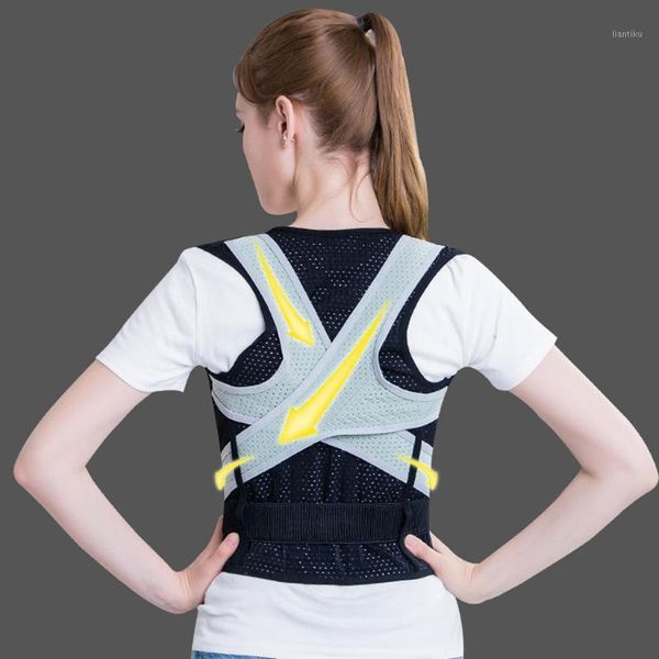 

back support fitness brace adjustable belt hump correction posture sitting position spine clothing1, Black;blue