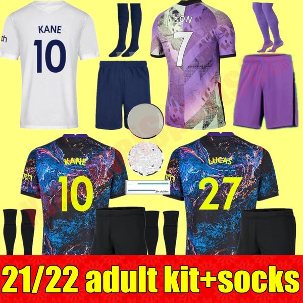 

new 21 22 men kit dele son bale kane soccer jersey kits hojbjerg spurs bergwijn lo celso 2021 2022 lucas football shirts uniforms, Black