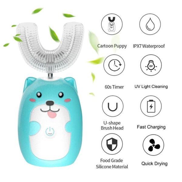 

smart electric toothbrush u shape u-ltrasonic automatic kids teeth cleaning tools mouth care soft brush music design 3 working modes