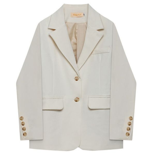 

spring office lady casual white blazers women plus size korean chic loose long sleeve outwear elegant fashion vintage jackets, White;black