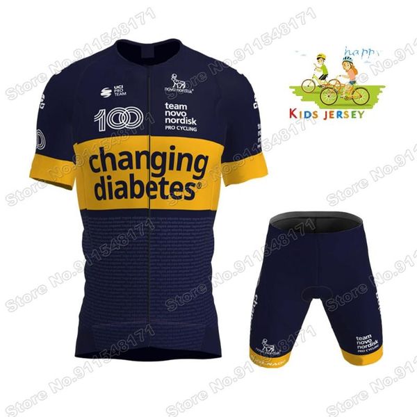 

racing sets kids 2021 novo nordisk team cycling jersey set julian alaphilippe boys girls clothing children bike suit ropa maillot, Black;blue