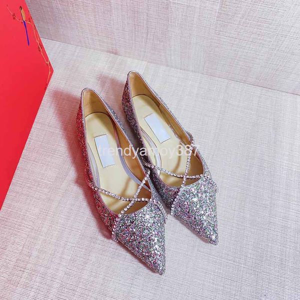 

dress shoes colorful women's shoes sequin pointed flat crystal chain single fashion bridesmaid bride wedding, Black
