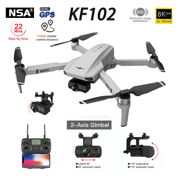 

drones nsa 2021 gps drone kf102 4k6k8k camera 2-axis gimbal anti-shake aerial pography brushless foldable quadcopter 1.2km