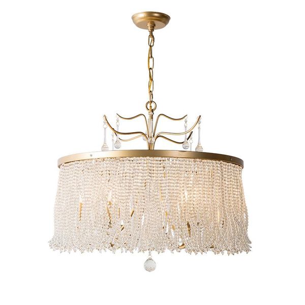 

pendant lamps bedroom crystal lamp living room dining chandelier light luxury all copper french creative bead chain tassel