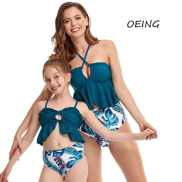 

women's swimwear parent-child outfit bathing suit women bikini 2 peice set 2021 floral high waisted swimsuit sexy, White;black
