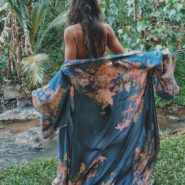 

2021 bohemian printed summer beach wear clothing long regular kimono cardigan plus size cotton tunic women and blouse shirts a140, White