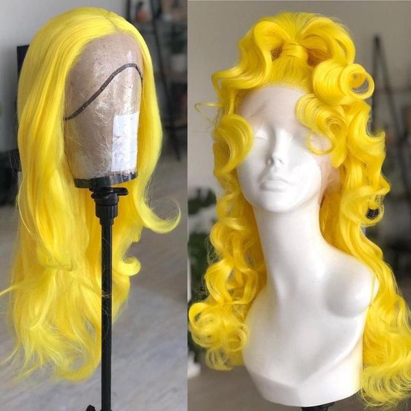 

synthetic wigs diary lace front for black women heat resistant straight ombre yellow wig cosplay