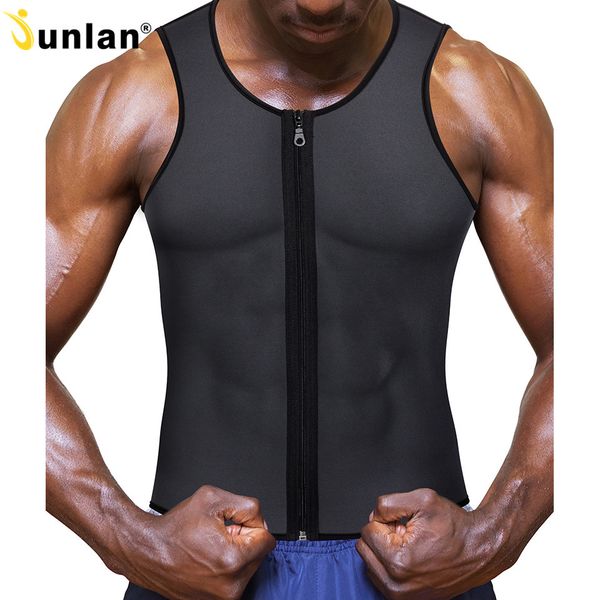 

junlan slimming corset men neoprene body shaper suana vest shirt reducing shaperwear male waist trainer slim belt for tummy, Black;brown