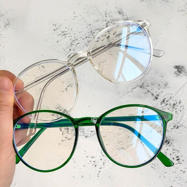 

1pc vintage anti blue light eyeglasses women transparent round glasses frame men computer eyewear flat mirror spectacles round, White;black