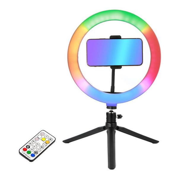 

flash heads 10inch rgb multiple colors lamp selfie ring light with tripod pography for tiktok youtube makeup video shooting