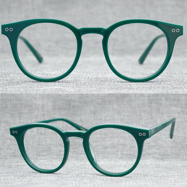 

fashion sunglasses frames handmade acetate clear transparent glasses men women vintage round frame optical myopia eyeglasses eyewear oculos, Black