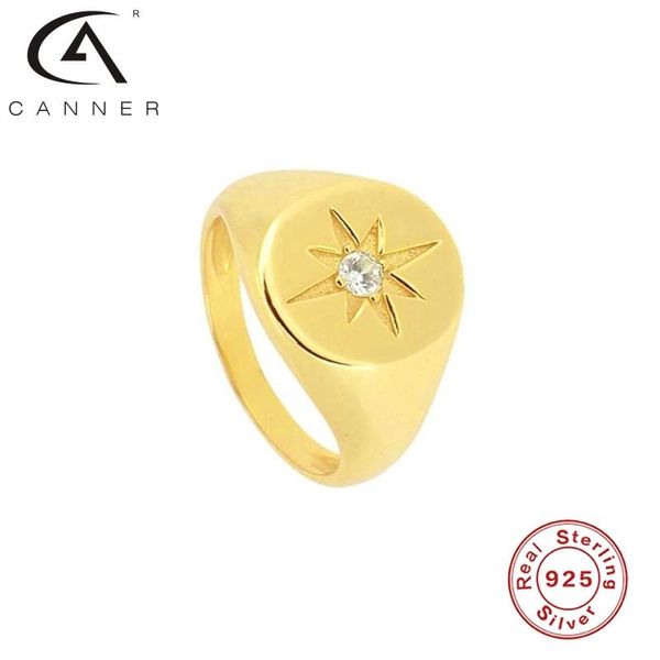 

cluster rings canner 925 sterling silver anillos for women glossy round octagonal star ring luxury fine jewelry wedding bague bijoux, Golden;silver