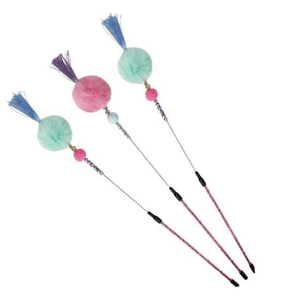 

cat toys pet teasing kitten cats teaser interactive toy rod with tassels sticks