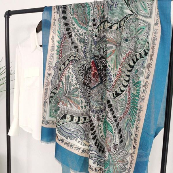 

scarves pure cashmere warm scarfs designer pashmina 100% scarf winter large shawl wrap"maharani de jaipur", Blue;gray