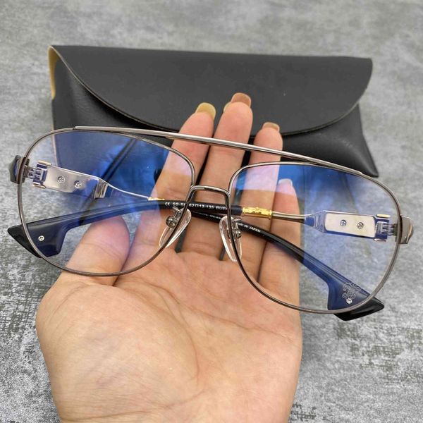 

crosing glasses metal frame double beam toad fat wide face flat myopia lens, White;black