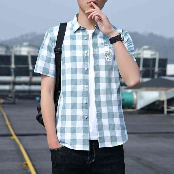 

2021 new lapel trend casual summer clothing men's short sleeve shirt fashion brand, White;black