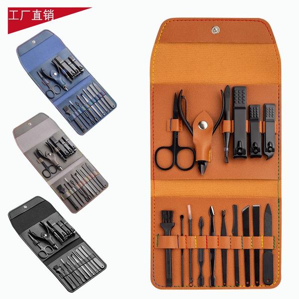 

nail art kits scissor set 16-piece leather case clip style clippers pedicure beauty cover customized logo