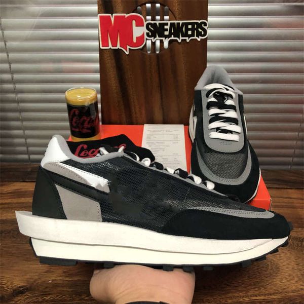 

waffle designers running shoes men undercover x daybreak summit black and white nylon wolf grey mens breathable platform