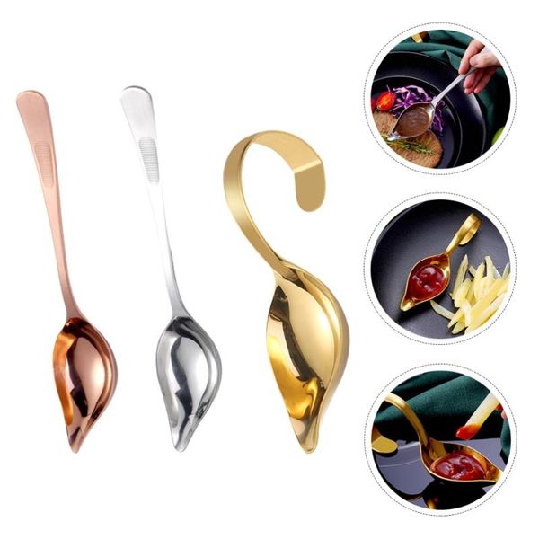 

spoons 3pcs saucier drizzle stainless steel el steak sauce
