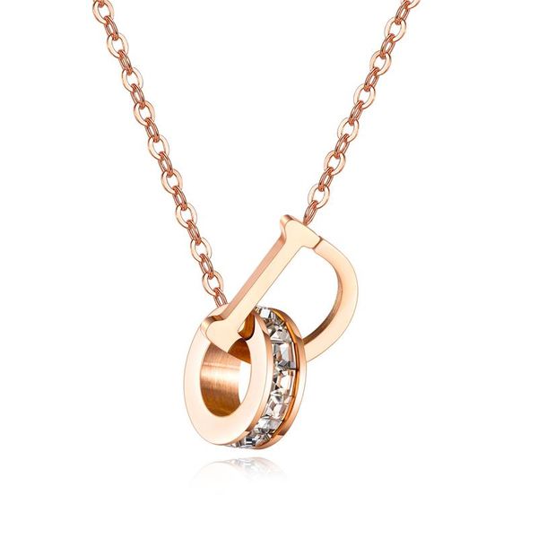 

chains simple and versatile titanium steel letter necklace female personality forest set diamond ring clavicle chain, Silver