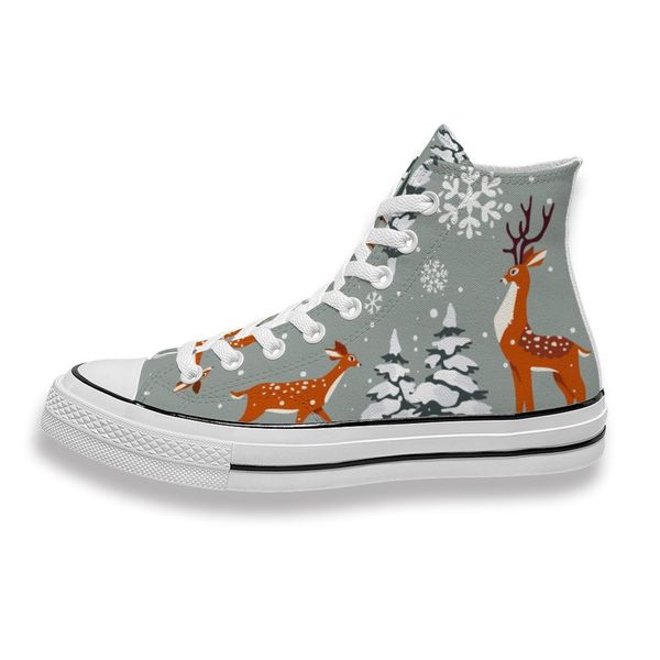

custom printed merry christmas reindeer and snow sneakers high mens womens running shoes skateboard diy trainers canvas casual shoe