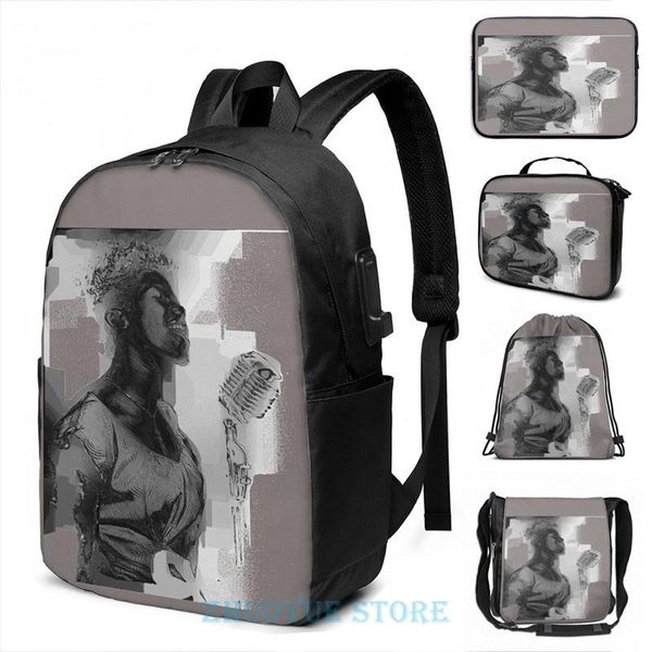 

backpack funny graphic print sarah v. usb charge men school bags women bag travel laptop