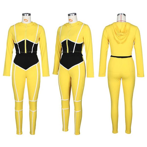 

women's yoga wear contrast stitching tight-fitting two-piece sports suit leggings pants set suit fitness yoga outfit, White;red