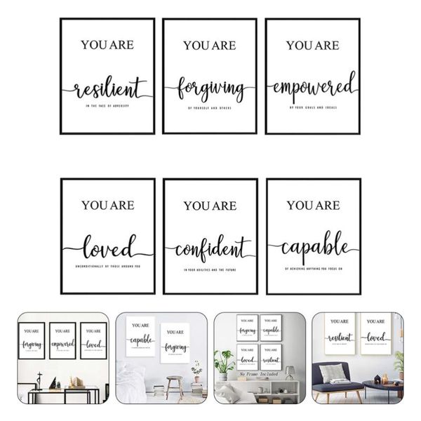 

frames 6pcs motivational wall art inspirational quotes decorations paintings